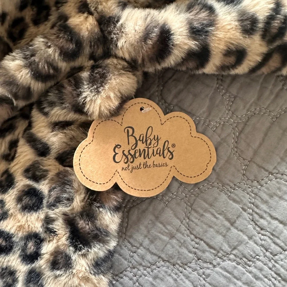 Baby Essentials Leopard Faux Fur Jacket Brown Tan Animal Print 12M‎ NWT